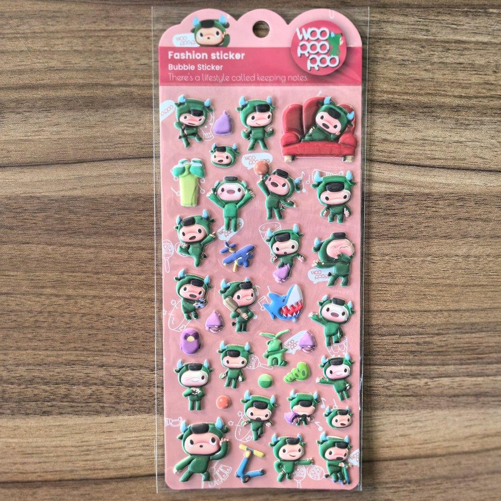 4 Sheets Woo Hoo Roo Roo Fashion Bubble Stickers - Cute Cartoon Character Decals For Kids' Crafts, Journals  Animeworlds Store
