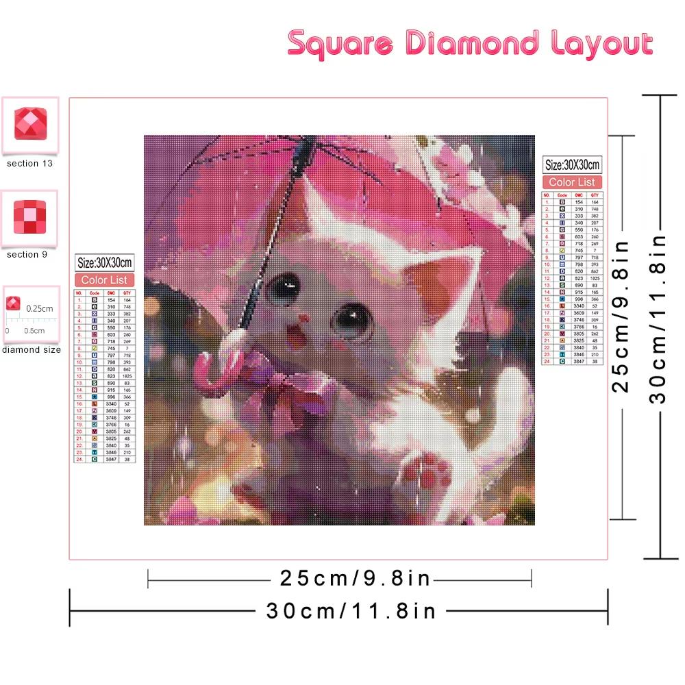 New Arrivals Diamond Painting Animal Cat 5d Diy Full Drill Mosaic Umbrella Art Gift Home Decoration Craft Kit