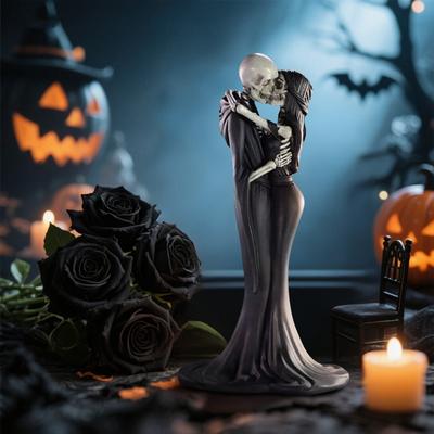 Halloween Paar Statuen Skelett Paar, Ewig, Harz, Einzigartige Gotische Statuen