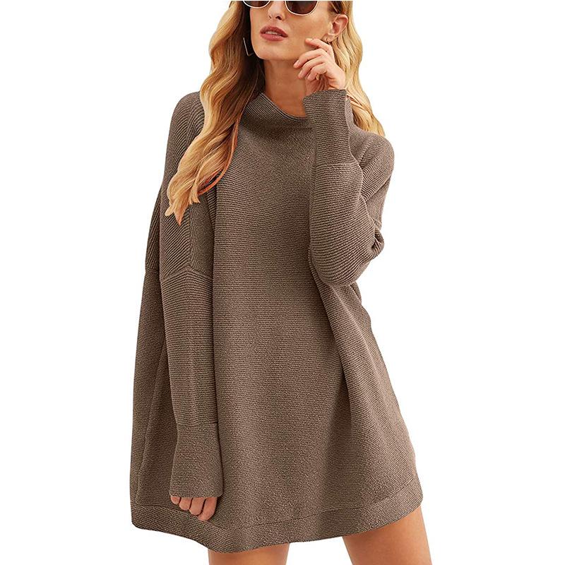 European & American Fashion Women's High Neck Loose Knit Pullover Sweater