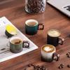 50ml Ceramic Espresso Cups with Wooden Handle Espresso Shot Cups Ceramic Tea Cups Porcelain Demitasse Cups for Coffee or Tea