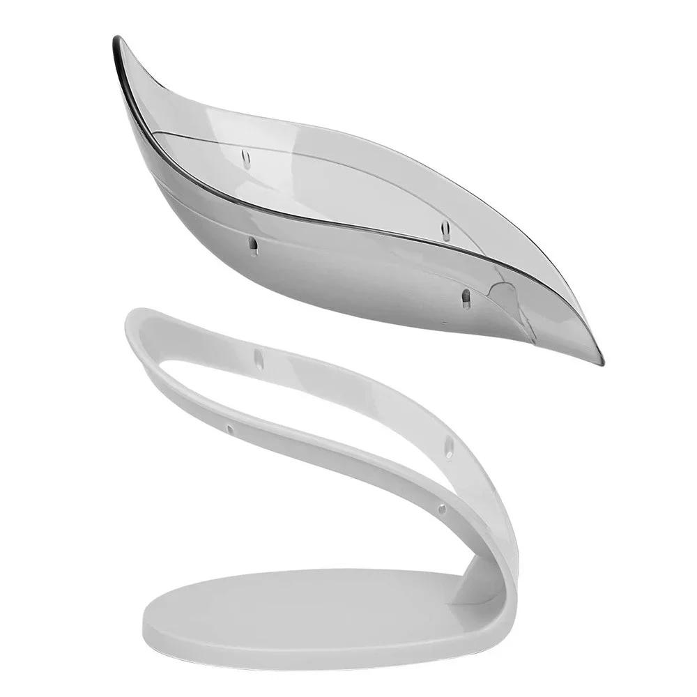 Creative Leaf-Shaped Soap Box with Suction Cup Drain Rack for Bathroom Storage and Laundry Organizer