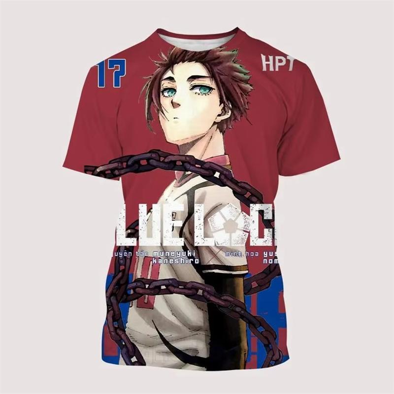 Anime Blue Lock 3D Printed Top Fashionable Sports Short Sleeved Men's T-shirts - Soft Medium Stretch Polyester Fabric Summer Relaxed Fit Clothing