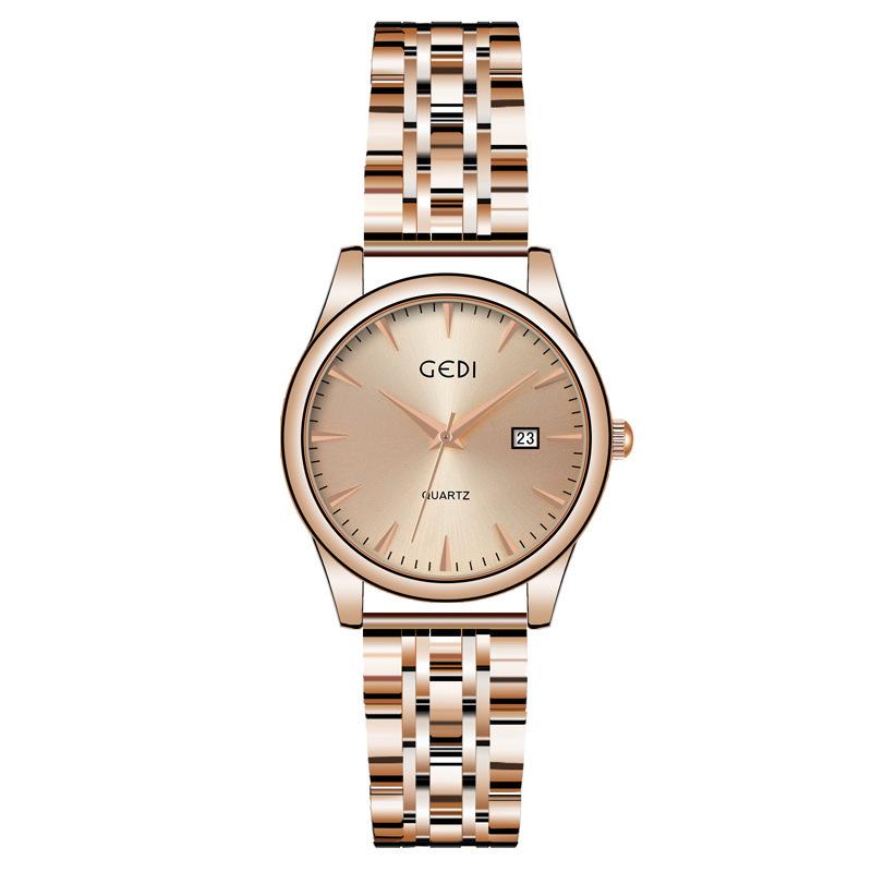 Couple Classic Steel Belt Watch Simple High-End Calendar Waterproof Quartz Watch High-Value Watch