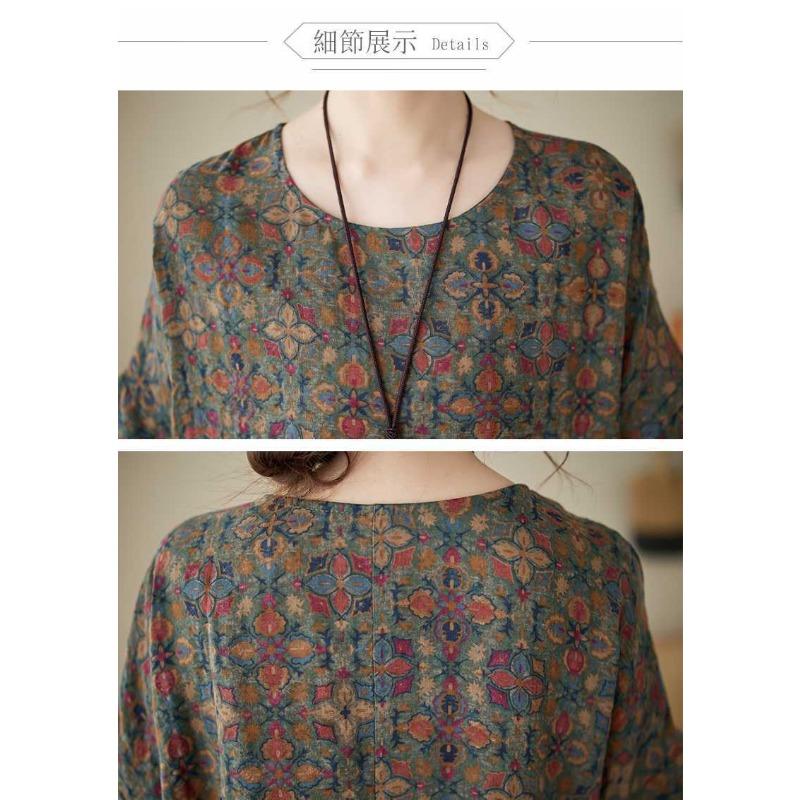 Vintage Flower Literary Knee-length Mid-length Dress Temperament Female