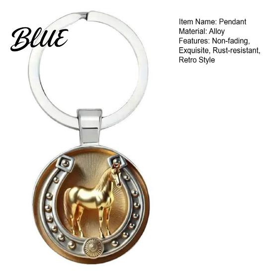 Horseshoe Pendant Retro Horse Keychain And with Keyring Inside