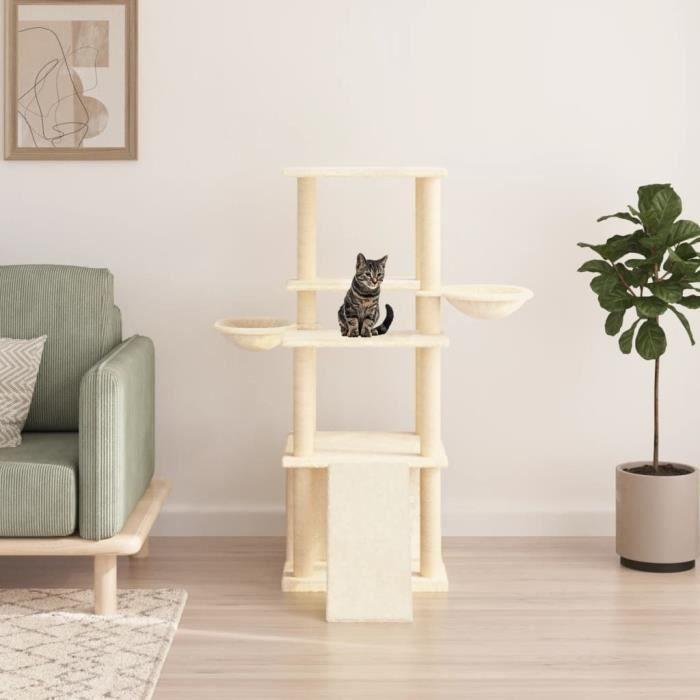VidaXL Arbre à chat avec griffoirs en sisal crème 133 cm 171756