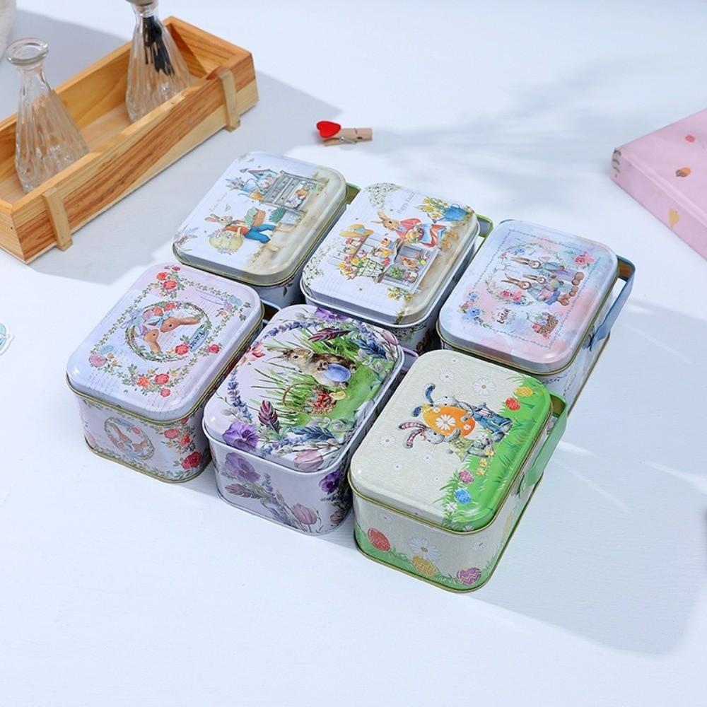 Griffdesign Ostereier-Hase-Box Dekorative Hülle Blechmaterial Süßigkeiten-Keks-Box Oster-Thema Leere Box Geschenkverpackungsbox