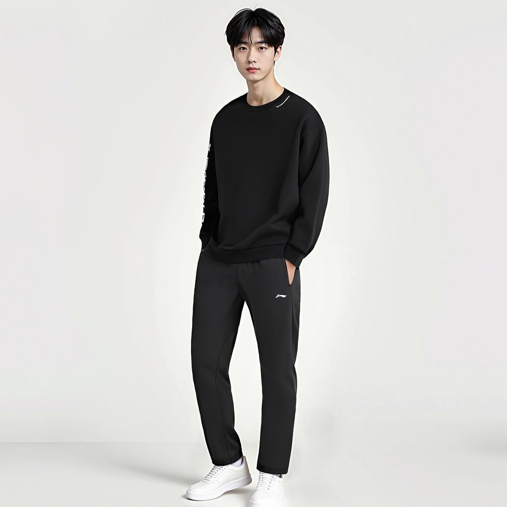 Li-Ning Versatile Round Neck Long Sleeve Comfortable Sweatpants Commuter Hoodie Set Men Sets AWDTB37-12+AKLUA75-5