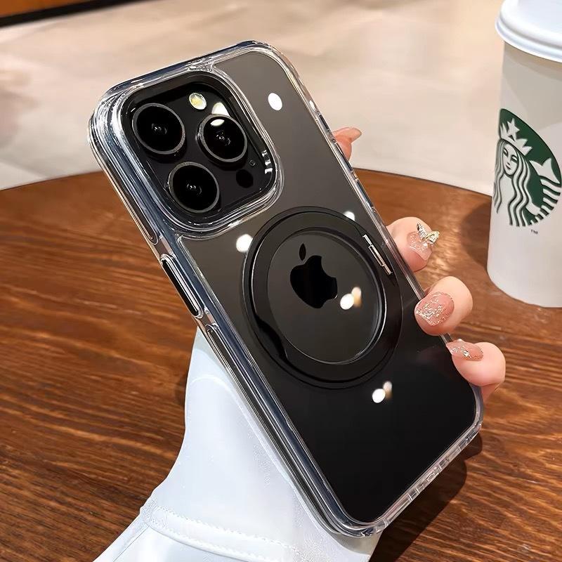 

Applicable for iPhone17promax Transparent Rotating Stand Magnetic Phone Case Apple 16 Dropproof Simple Protective Case iPhone 16 PRO MAX
