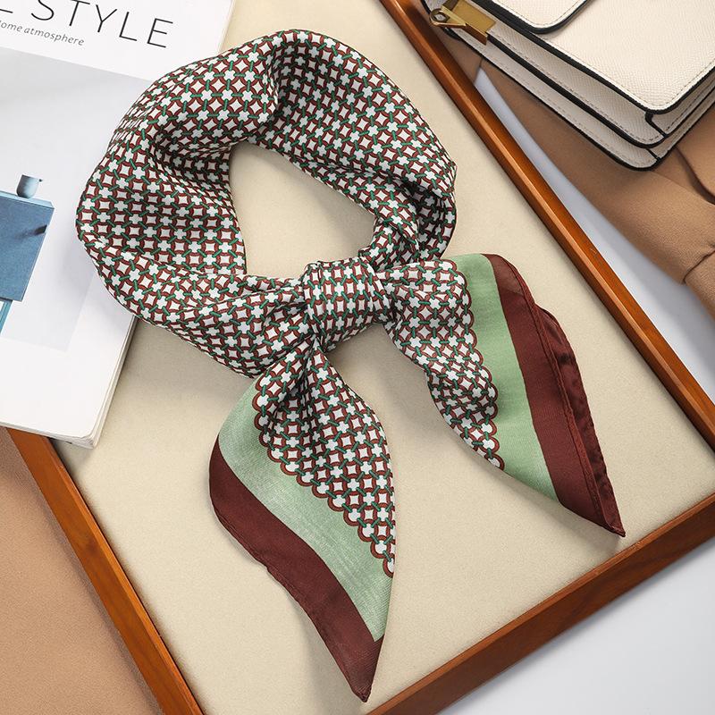 Houndstooth Letter Print Scarf Faux Silk Shawl Bandana Simple Chic Decorative Wrap Fashion Accessory For Women Square Scarves