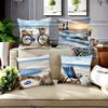 Strandurlaub Thema Digitaldruck Kissenbezug Kurzer Plüsch Geeignet für Wohnzimmer Schlafzimmer Sofas Zierkissenbezug 4 Stück