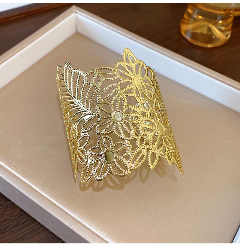 Minimalist Double-Layer Hollow Armlet: European & American Style, Exaggerated & Fashionable High-End Bracelet