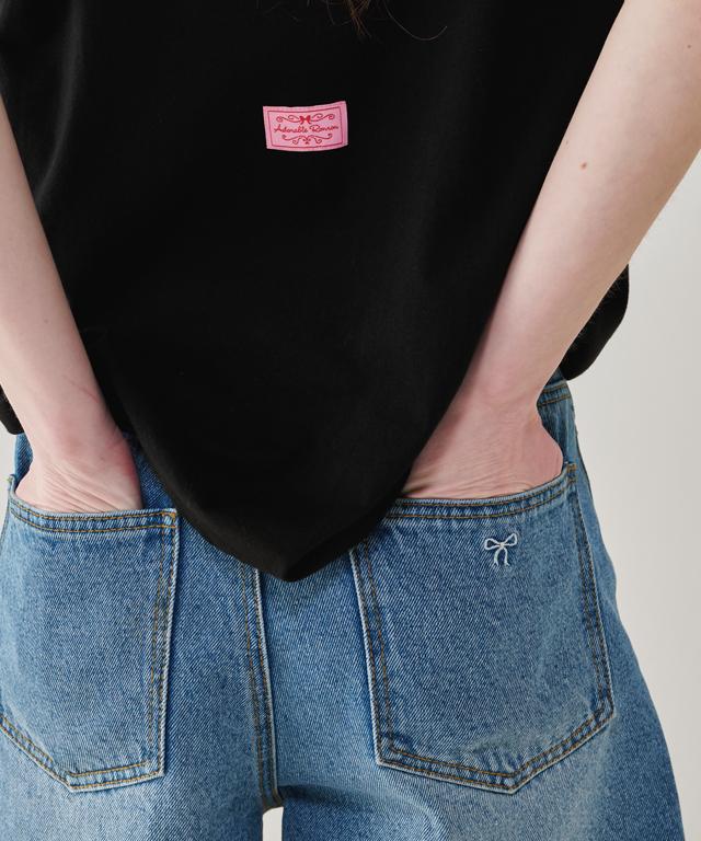 Short en Jean Imprimé Ruban RONRON Bleu Clair