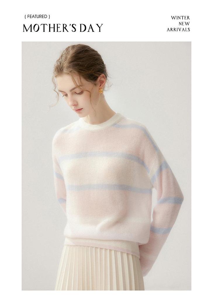 Women's Seven-Gauge Pure Cashmere Pullover - Loose Knit Sweater for Autumn and Winter