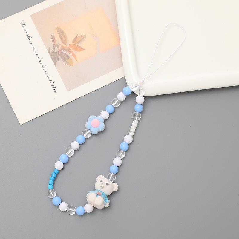 Pearl Bow Beaded Mobile Phone Lanyard Keychain Pendant Accessory