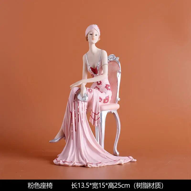 Europäisches Mädchen Schönheitscharakter Harzornamente Haus Wohnzimmer Weinschrank Figuren Dekoration Handwerk Hochzeit Geburtstagsgeschenke