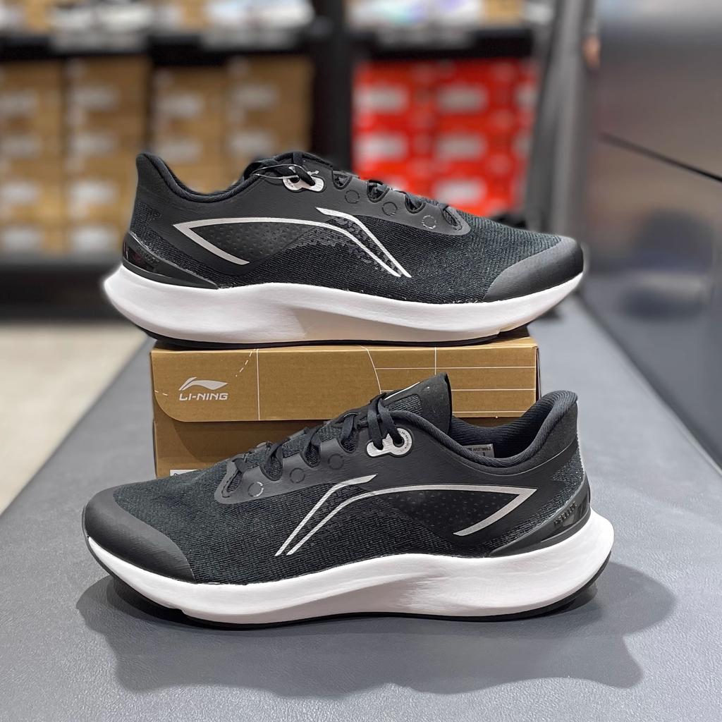 Li Ning Comfortable Retro Shock Absorbing Durable Low Top Running Shoes Men Sneakers Black White ARBT003-2