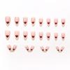 French Almond Heart 24-Piece Nail Stickers: Elegant & Simple Design