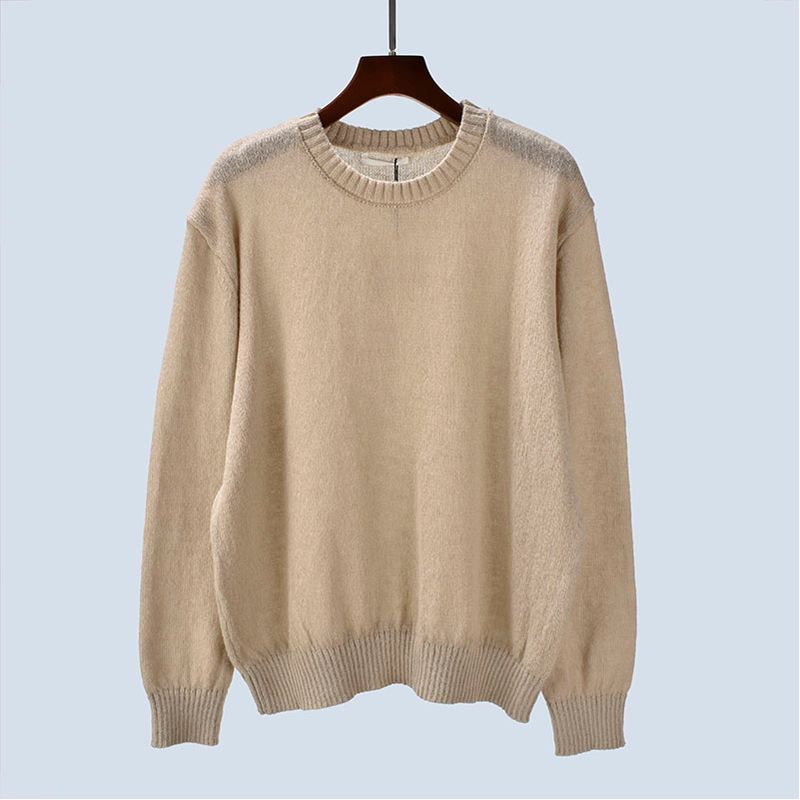 Autumn New Knitwear round Neck Loose and Lazy Style Plus Size Mohair Pure Color Long Sleeves Pullover Women