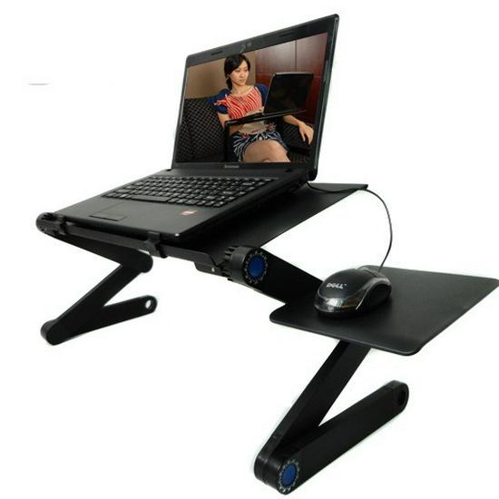 

Foldable Adjustable Laptop Stand with Cooling, Portable Aluminum Riser for Desktop and Bedside Use Standard Black with Vent Holes without Mouse Pad