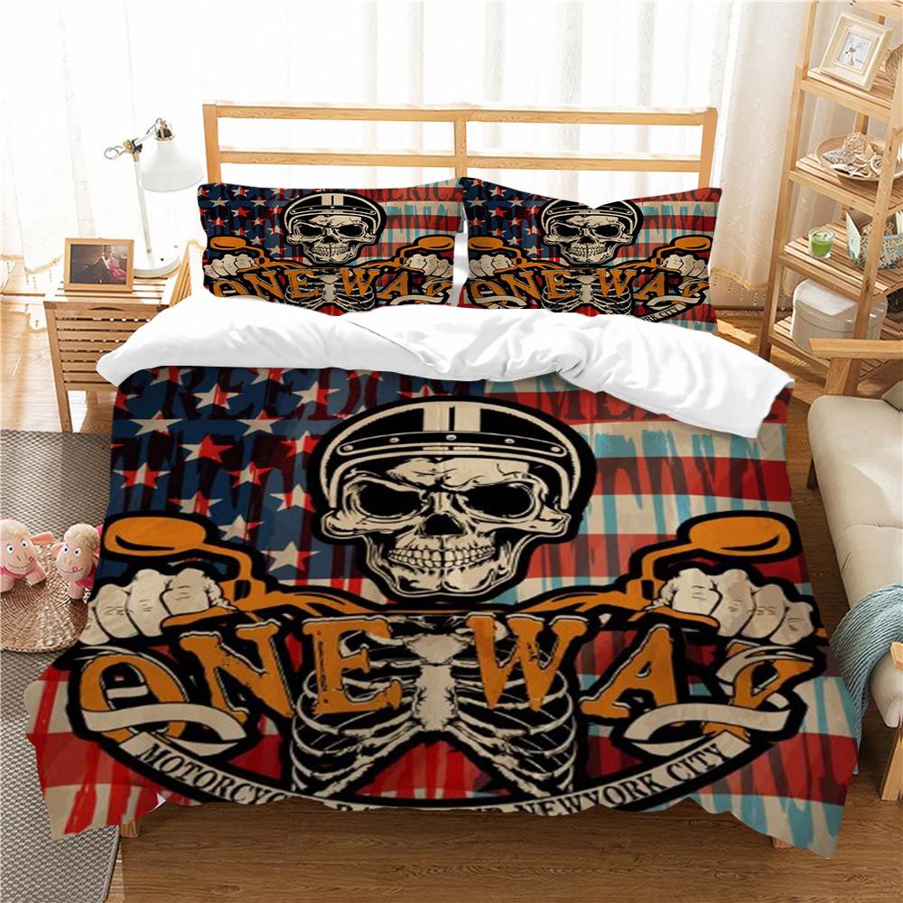 Duvet Cover Skull Print Bedding Set Cover Aesthetic Bedding Suit Children Home Bed Clothes Single Double Size Bed Set
