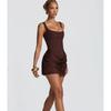 2026 New Women's Sexy Square Neck Sleeveless Bodycon Strap Waist-Cinching Short Dress