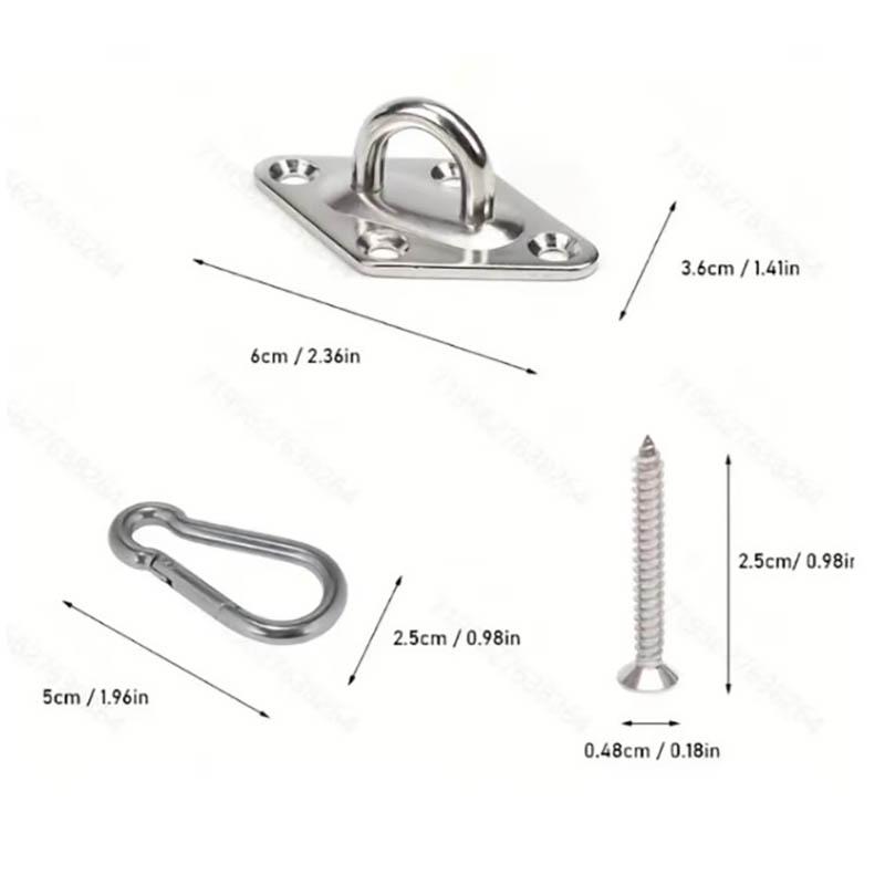 Heavy-Duty Wall Ceiling Mount Hooks  Stainless Steel Swing Chair Brackets with Eye Plate for Secure Installations
