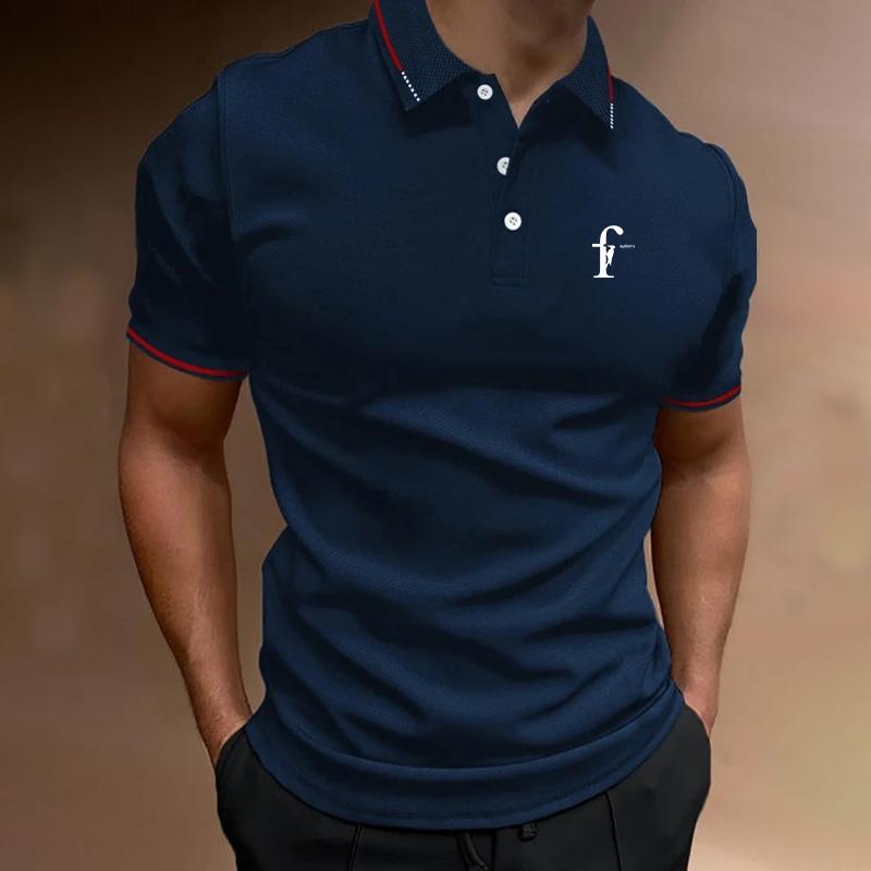 

2023 Новая летняя модная трендовая однотонная рубашка-поло с короткими рукавами, мужские спортивные повседневные рубашки-поло большого размера.