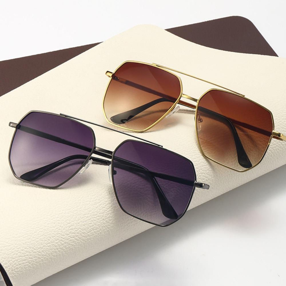 Multicolor Zinc Zinc Alloy Polygonal Sunglasses Vintage Men UV400 Eyewear Large Frame Sun Glasses  Travel