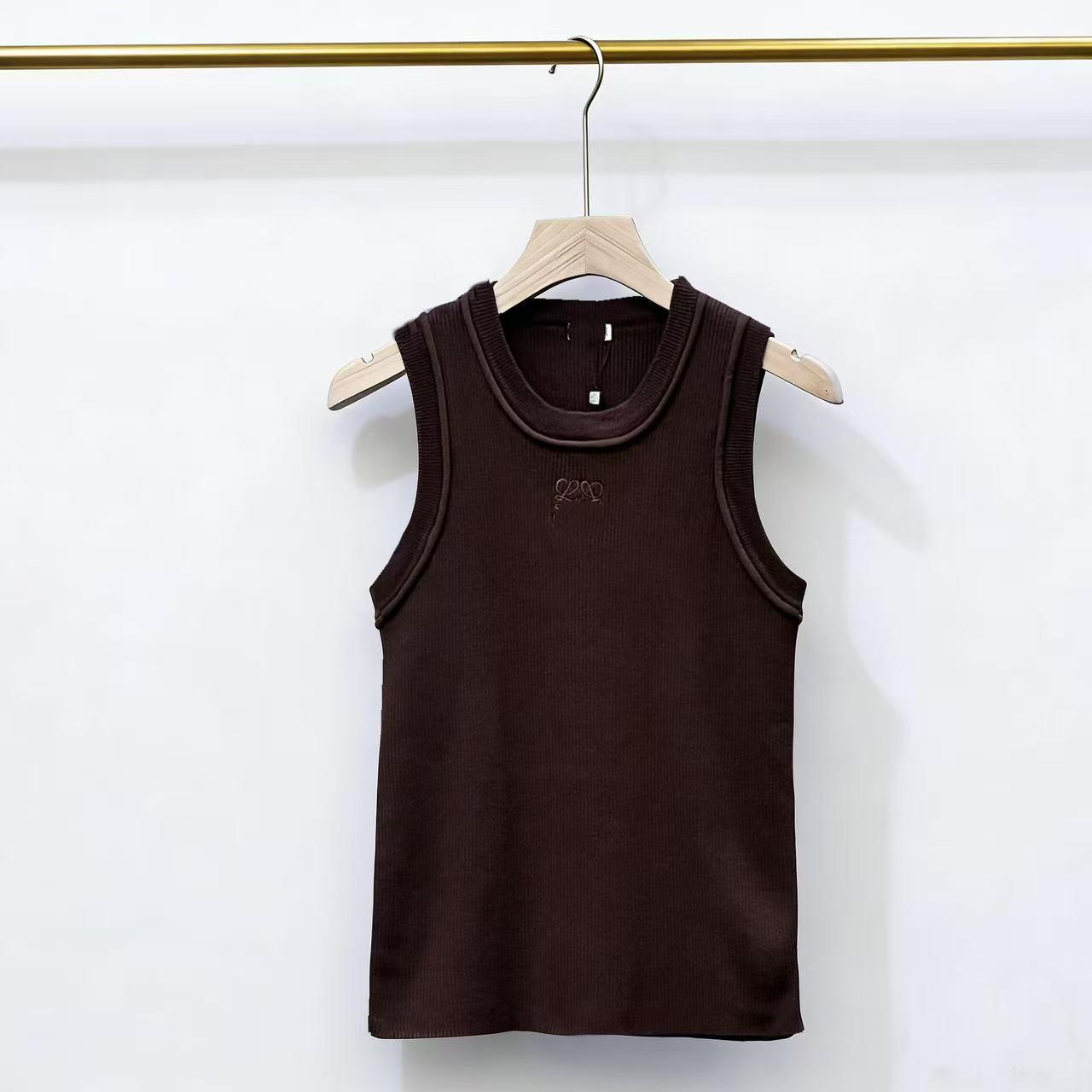 Nanyou 26 Spring/Summer Women s Embroidered Logo Casual Vest - Basic, Solid Color, Versatile Style Small кофейный