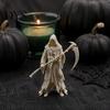 Dark Style Ornament Gothic Grim Reaper Figurine, 3D Printed Hooded Statue with Figurine Sickle, Spooky Robe Decoration for Halloween Indoor