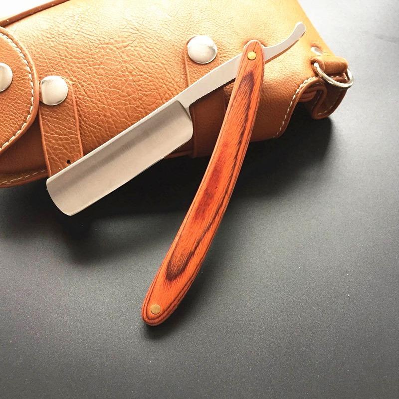 Vintage Old Style Holzgriff Straight Edge Stahl Barber Razor Folding Rasiermesser Haarentfernungswerkzeuge