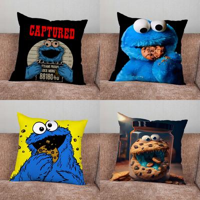 Funny C-Cookie-M-Monster Pillow Case For Home Bedroom Car Office Decoration Living Room Sofa Cushion Cover Suitable