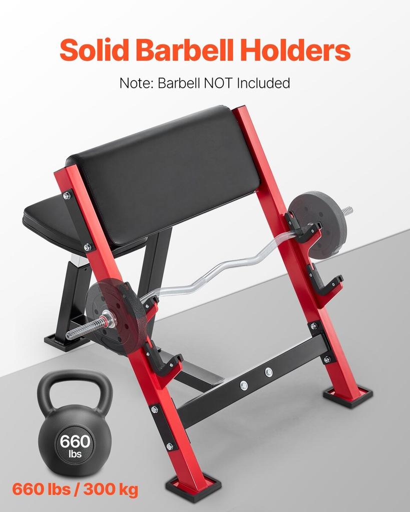Preacher Curl Bench Adjustable Home Gym Biceps Machine Barbell Equipment