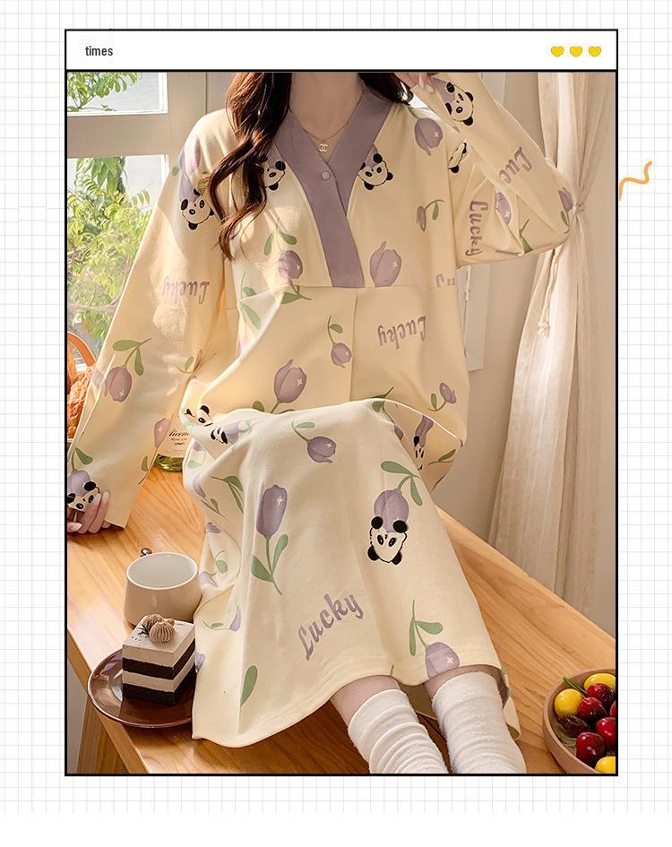 Maternity Labor and Postpartum Two-Piece Set: Summer/Autumn Nursing Gown and Inpatient Skirt for Pregnant Women