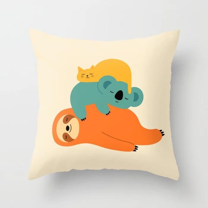 

New Cartoon Animal Pattern Peach Leather Velvet Pillow Cover Home Sofa Cushion Pillow Cover Premium Durable Quality 45*45cm