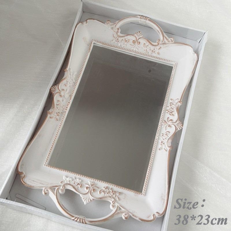 European Style Retro Carved Mirror Exquisite Golden Jewelry Tray Multifunctional Wall Mounted Mirrors for Room Decoration 2025