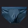Men Briefs Mesh Stretchy Breathable Solid Color Plus Size Hollow Out U Convex Panties Underwear for Home