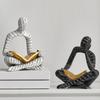 Abstrakt Läsande Man Figurinhållande Guldinbunden Bok Man Hartsstaty Skulptur Hemkontor Skrivbordsdekoration Prydnad Bokälskare Gåva