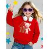 European sizes Bear 17 Teddy Girls' Crew Neck Sweatshirt, Western Top for Autumn And Winter, Long Sleeves, Casual Multi-Colored for Young Girls.