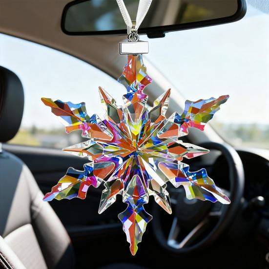 Faux Crystal Snowflake Ornament Sparkly Clear Faceted Snowflake Christmas Tree Ornament for Winter Wonderland Decoration Holiday Party Favors