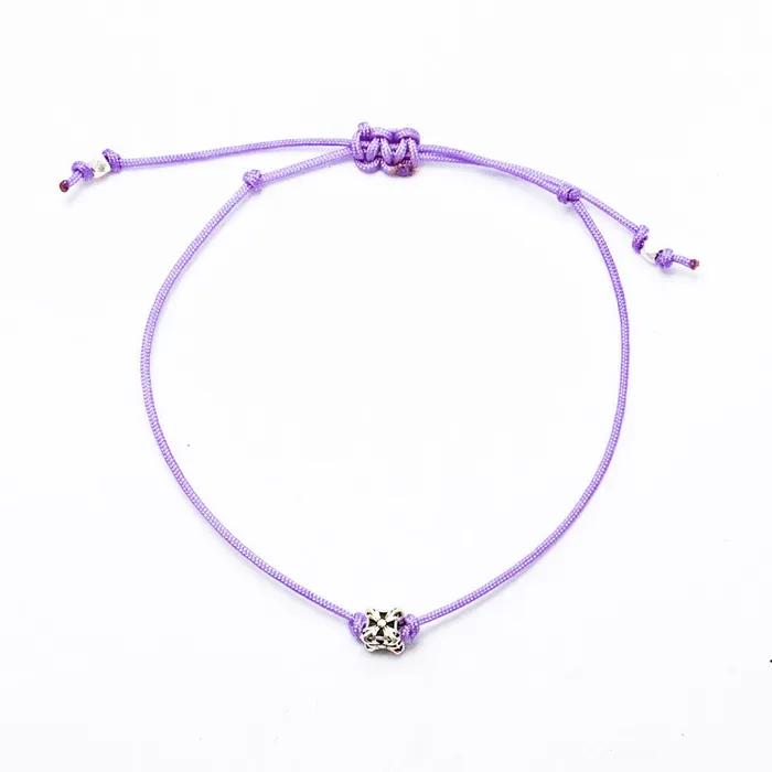 HR 292B_Cube Pendant Fabric Bracelet(Purple)