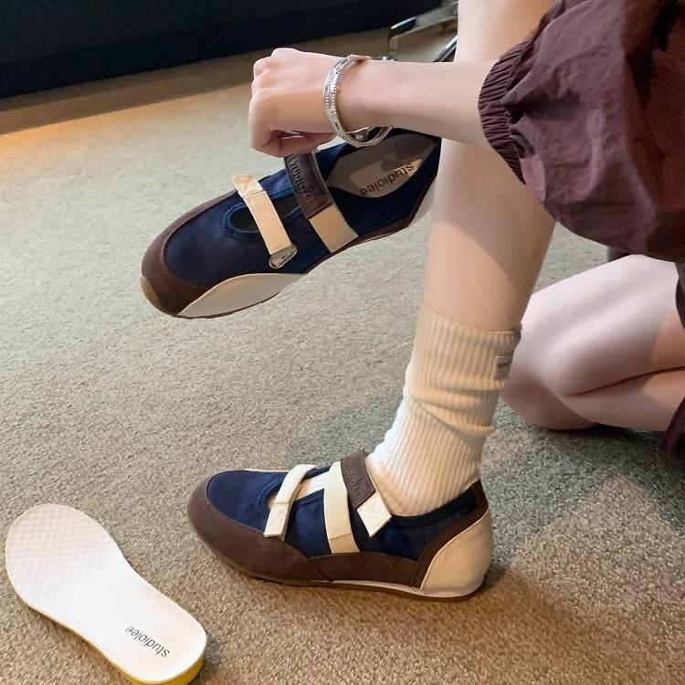 Lazy Gospel~ 2025 Neue Doppel-Klettverschluss Ausmalen Weiche Sohle Weiche Oberfläche Ballett Einzelne Schuhe Mary Jane Freizeitschuhe Damen