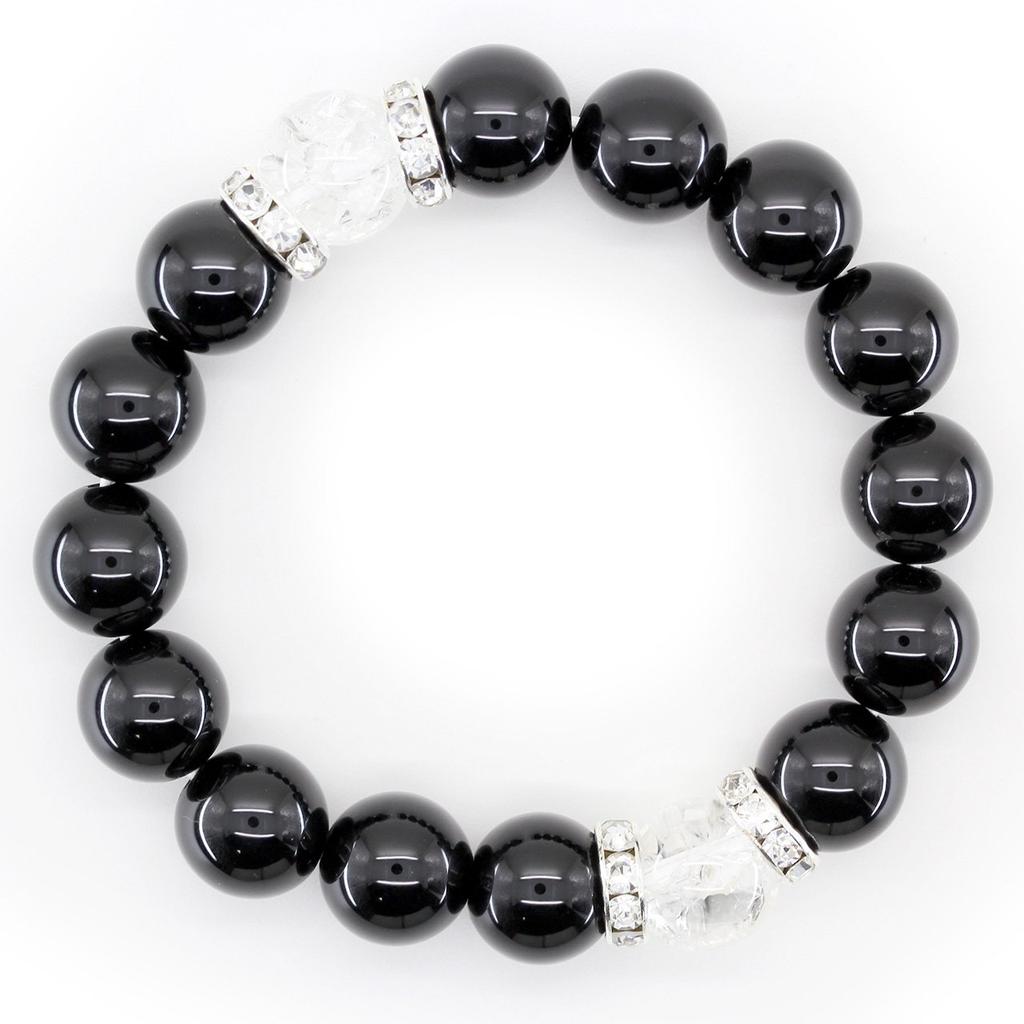 Onyx Gebetsperlen Amulett Paar Armband Kraftstein mit Geschenkbox aus Paulownia [Ishiki] [b033]