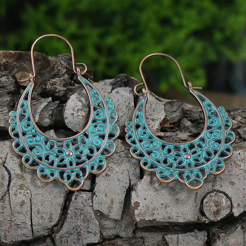 Retro Vintage Bohemian Geometric Drop Dangle Earrings For Women Ethnic Round Flower Leaf Tree Boho Earrings Female Jewelry Gift
