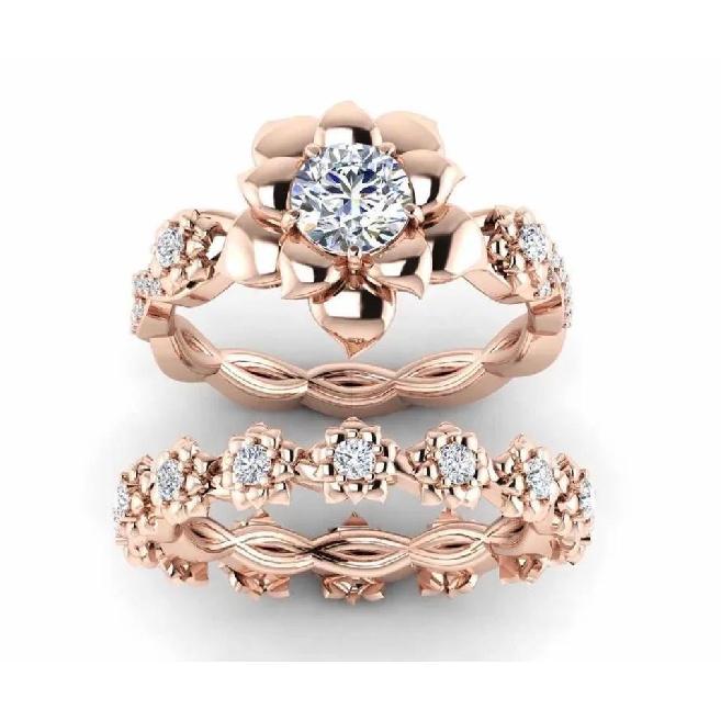 New European and American Style Couple Rings Gold-Plated Flower Ring Sets Wholesale