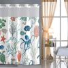 No Hook Marine Bent Pattern Shower Curtain With Snap-in Fabric Liner, Sheer Top Window, Waterproof Double Layer Bathtub Curtain
