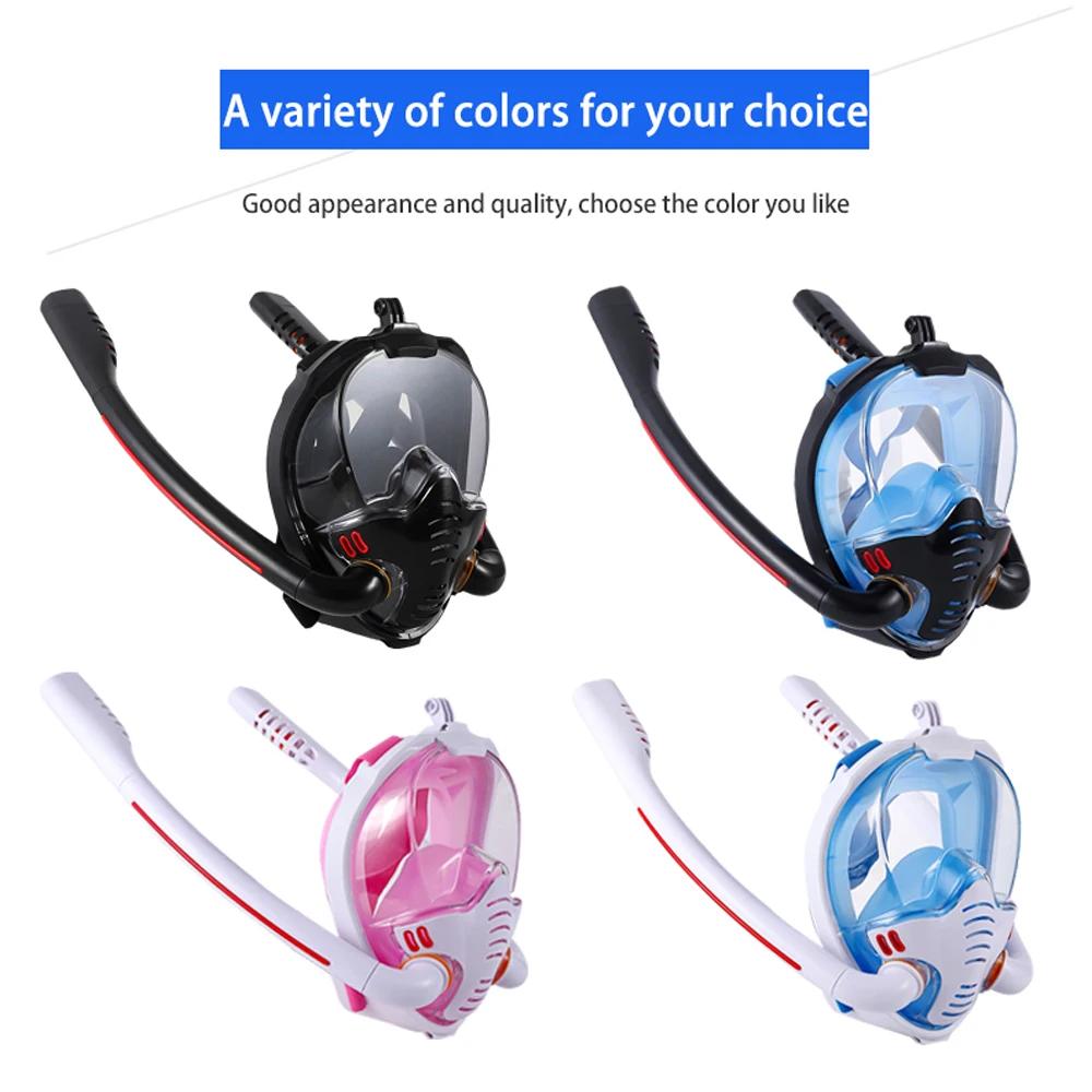 Snorkeling Mask Double Tube Silicone Full Dry Diving Mask Adult Swimming Mask Diving Goggles Underwater Breathing. Lightweight Design