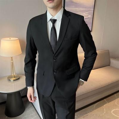Herren Anzugmantel Revers Langarm Knopfverschluss Anzugjacke mit Patte